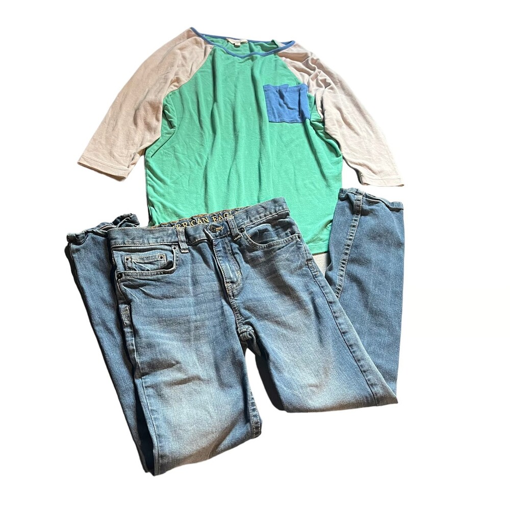 American Eagle / 77 Kids 10 Yrs Skinny Jeans & TShirt Retro 90s 80s Girls Outfit